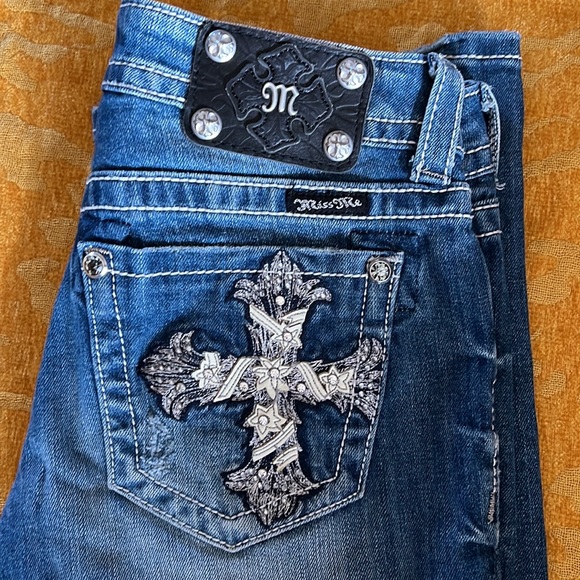 Cut Distressed Jewel Adorned Cross 